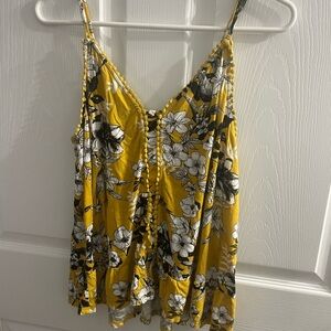 Floral Yellow and Black Women's Top